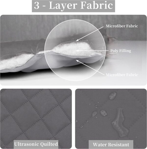 Easy-Going Full/Queen Size Reversible Quilt Set with 1 Quilt and 2 Pillow Shams, Soft Bed Quilt Cover, Lightweight Microfiber Bedspread, Water and Stain Resistant, Gray/Light Gray - Image 5