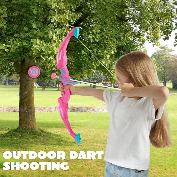 JOYIN Pink Bow and Arrow Set for Girls, LED Light Up Archery Toy Set with 9 Suction Cup Arrows, Target & Arrow Case, Christmas Indoor Outdoor Activity Toy for Kids Girls Ages 3-12 - Image 5