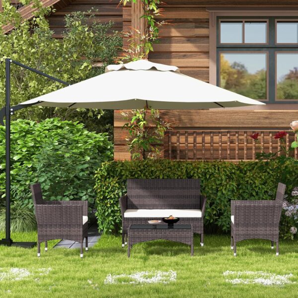 TINKLE WELL Outdoor Patio Furniture Sets, 4 Pieces Rattan Chairs Wicker Conversation Set with Tempered Glass Table, Cushion, for Yard, Garden, Poolside, Porch, Bistro, Balcony - Image 2