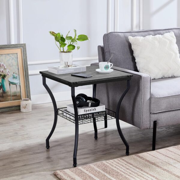 VECELO 3 Pieces Living Room Sets Coffee and End Tables with Open Storage Shelves for Apartment, Home Office, Small Space, Easy Assembly, Dark Grey - Image 4