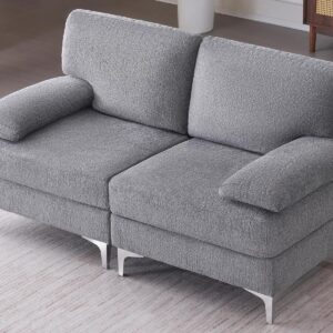 Sectional Sofa, Loveseat- Modular Sectional Couches, Convertible Sectional Sofa for Living Room, Cream Couch in Gray Chenille