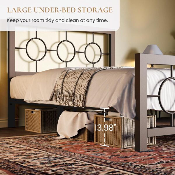 SHA CERLIN Twin Metal Bed Frame with Vintage Circular Design Headboard and Footboard, No Box Spring Required, Easy Assembly, Noise-Free,Brown - Image 5