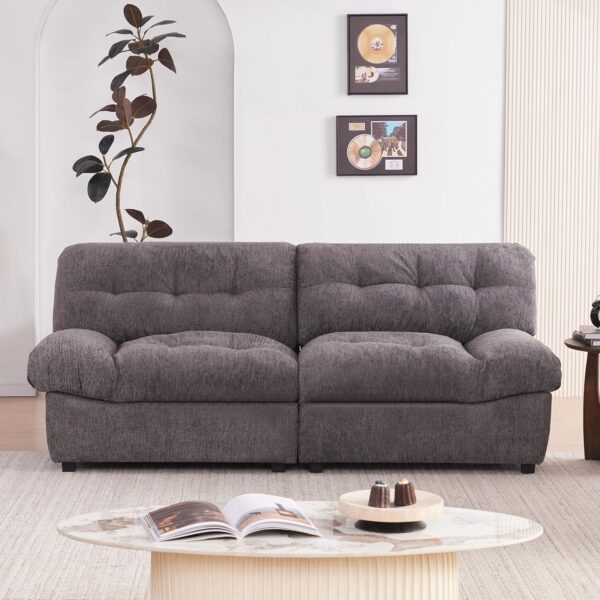 80" Chenille Cloud Deep Seat Overstuffed Couches for Living Room, Cozy Comfy Cloud Sofa with Solid Wood Frame, Modern Loveseat Sofa Couch for Small Spaces, Pillow-Designed Armrest Sleeper Sofa…