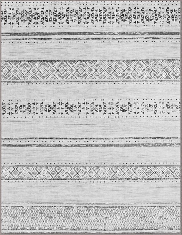 Area Rugs 9x12 Living Room: Large Machine Washable Rug with Non-Slip Backing Stain Resistant Soft Geometric Moroccan Carpet for Bedroom Dining Nursery Room Home Office - Gray/Ivory - Image 7