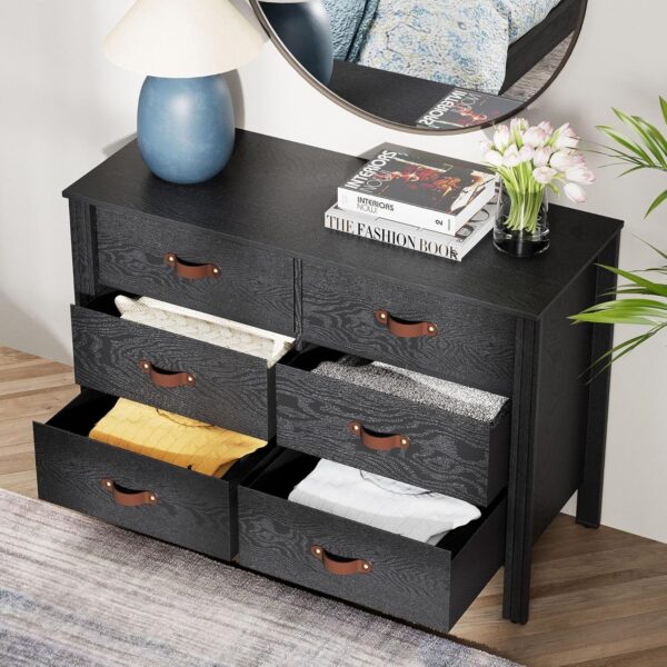 WAMPAT Black Dresser for Bedroom, Long Wide Dresser with 12 Drawers, Kids Dressers & Chests of Drawers, Set of 2 Classic Wooden Storage Cabinet Organizer for Closet, Living Room, Hallway - Image 5