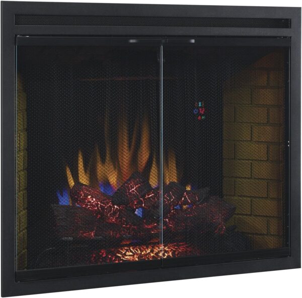 ClassicFlame 39EB500GRS 39" Traditional Built-in Electric Fireplace Insert with Glass Door and Mesh Screen, Dual Voltage Option