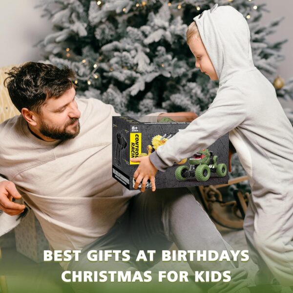 Remote Control Dinosaur Car for Kids Boys, 2.4Ghz All Terrain Remote Control Dinosaur Truck with Light, Rechargeable 4WD Off Road RC Car Toys for Kids 3 4 5 6 7 8-12 Year Old Boys Girls Birthday Gift - Image 7