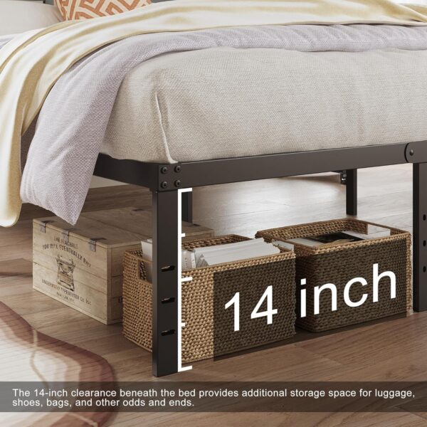 16 Inch Twin XL Bed Frame with Headboard No Box Spring Needed Metal Platform Heavy Duty Steel Slat Mattress Foundation/Easy Assembly/No Noise/Black - Image 4