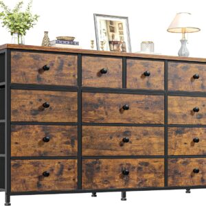 EnHomee Dresser for Bedroom with 13 Drawers Dresser Bedroom Long Dressers & Chest of Drawers Large Storage Fabric Dresser for Bedroom Living Room Entry, Sturdy Metal Frame,47.2" Wx 33" H x 11.8" D