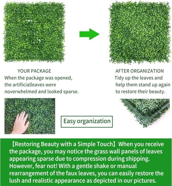 Artificial Grass Wall Panels Backdrop,10"x 10"(12Pcs) Faux Boxwood Panels for Outdoor Indoor Green Wall Decor,Party Wedding Garden Fence Decorations - Image 5