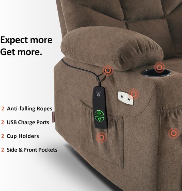 MCombo Power Lift Recliner Chair with Extended Footrest for Elderly People, Fabric 7287 (Brown, Medium-Regular) - Image 7