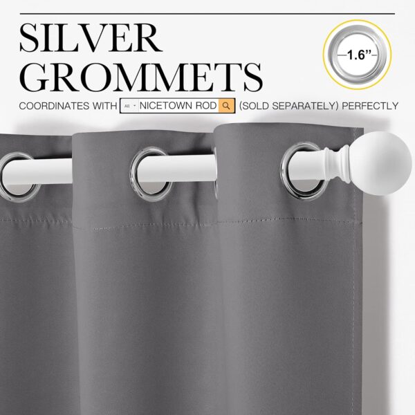 NICETOWN Thermal Insulated Grommet Blackout Curtains for Bedroom (2 Panels, W42 x L63 -Inch, Grey) - Image 3