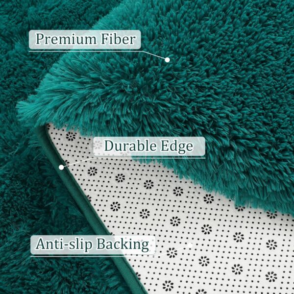 BENRON Teal Green Living Room Rug 5x8 Thickened Memory-Foam Area Rug Fluffy Bedroom Rugs for Girls Kids Room Shag Faux Fur Rug Anti-Slip Indoor Carpets Festival Home Decor - Image 4