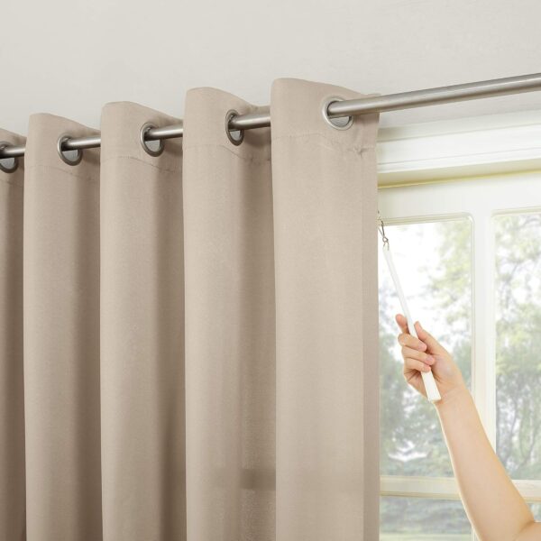 Sun Zero Barrow Energy Efficient Grommet Sliding Patio Door Curtain Panel, 100" x 84", Stone - Image 2