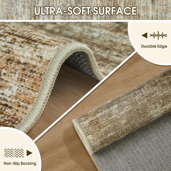 Area Rugs 8x10 Living Room Rugs: Large Modern Abstract Washable Rug with Non-Slip Backing, Thin Carpet for Dining Room Table Bedroom Nursery Indoor Home Office-Brown - Image 5