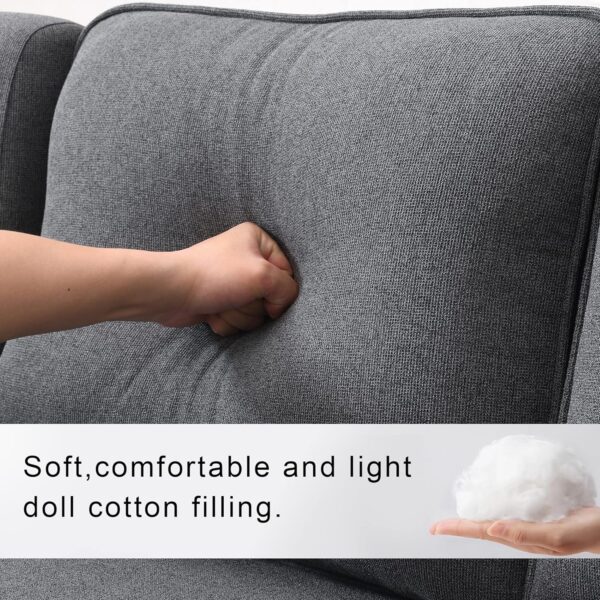 Livavege Upholstered Sectional Sofa with Console, 2 Cup Holders and 2 USB Ports & Wirelessly Charged, Modern Linen Fabric 4-Seat Couch with 4 Pillows for Living Room, Apartment, Office, 114.2inch - Image 4