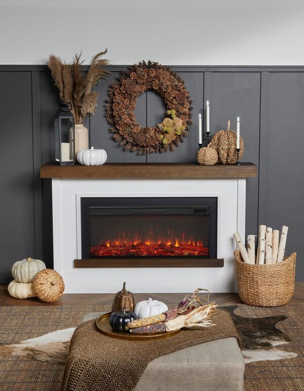 Real Flame Bernice 67" Landscape Electric Fireplace with Mantel for Living Room or Bedroom, Replaceable Fireplace Insert Heater, Realistic Log and Flame Effect, Remote Control, Timer - Image 7