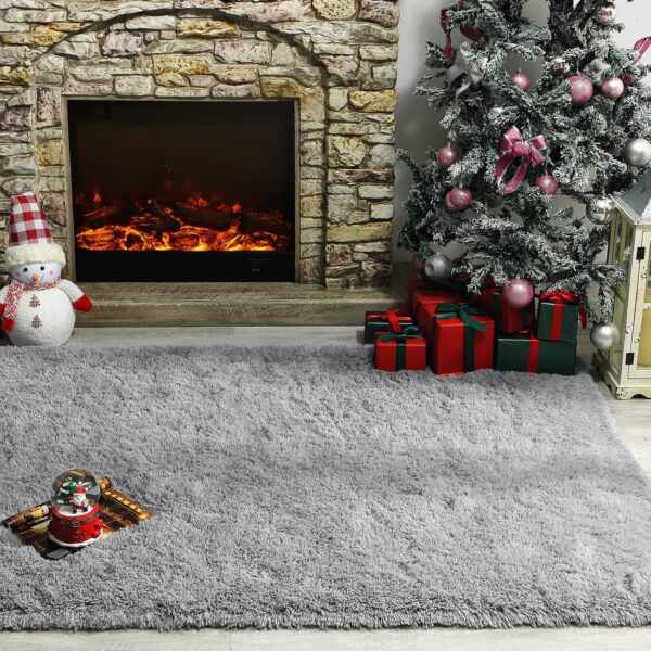 Andecor Soft Fluffy Bedroom Rugs, 4 x 6 Feet Indoor Shaggy Plush Area Rug for Boys Girls Kids Baby College Dorm Living Room Home Decor Floor Carpet, Grey - Image 4