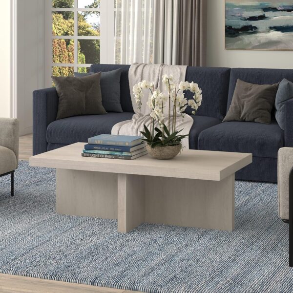 Henn&Hart 44" Wide Rectangular Coffee Table in Alder White, for Home, Living Room, Bedroom, Entertainment Room, Office - Image 7