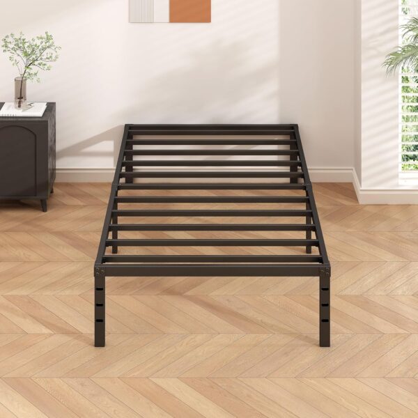 Metal Platform Bed Frame 18 Inch Tall Bed No Box Spring Needed,Twin Size Bed with Heavy Duty Strong Support Slats,Easy to Assemble,Black - Image 6