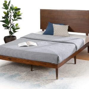 Zinus Raymond Wood Platform Bed Frame with Adjustable Wood Headboard, Solid Wood Foundation, Wood Slat Support, No Box Spring Needed, Easy Assembly, Queen