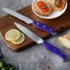 McCook MC27 14 Pieces Stainless Steel kitchen knife set with Wooden Block, Kitchen Scissors and Built-in Sharpener, Purple - Image 6