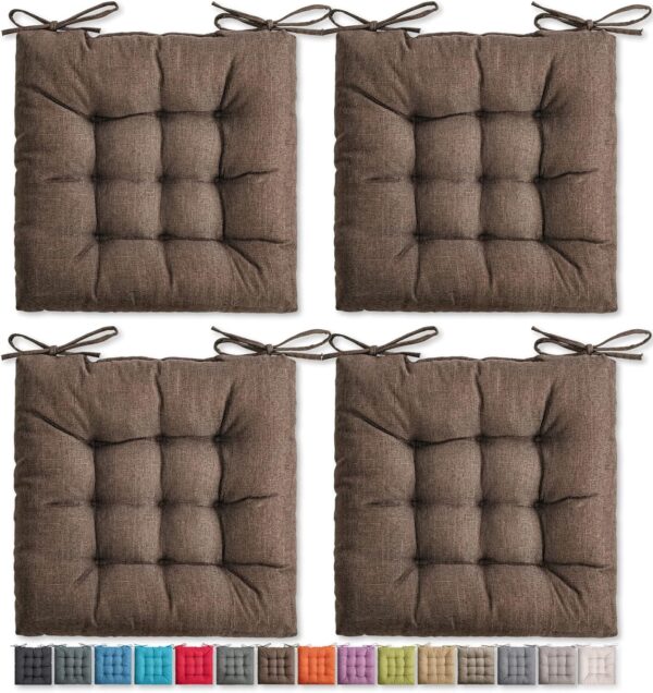 SQUARE MOON 4 Pack Chair Cushions, Seat Cushions, Chair Pads, Chair Mat for Indoor, Outdoor Dining Chairs, Kitchen Chairs, Dining Room Chairs (16" × 16" × 4 Pack, Black Coffee)