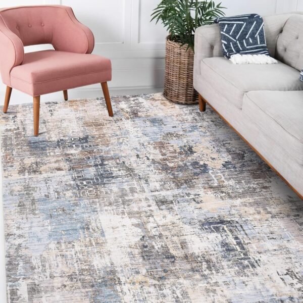 Area Rug 5x7 Rugs for Living Room 5x7 Abstract Rugs Washable Rugs 5 x 7 Modern Area Rugs Carpet for Bedroom Living Room Indoor Distressed Non Slip Non Sheeding Low Pile, Tan/Brown/Grey