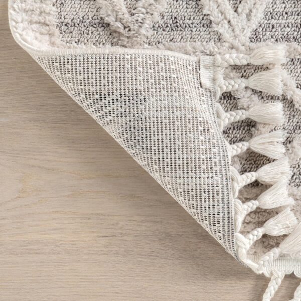 nuLOOM 4x6 Ansley Moroccan Tassel Area Rug, Light Grey, High-Low Textured Bohemian Design, Plush High Pile, Stain Resistant, For Bedroom, Living Room, Hallway, Entryway - Image 4