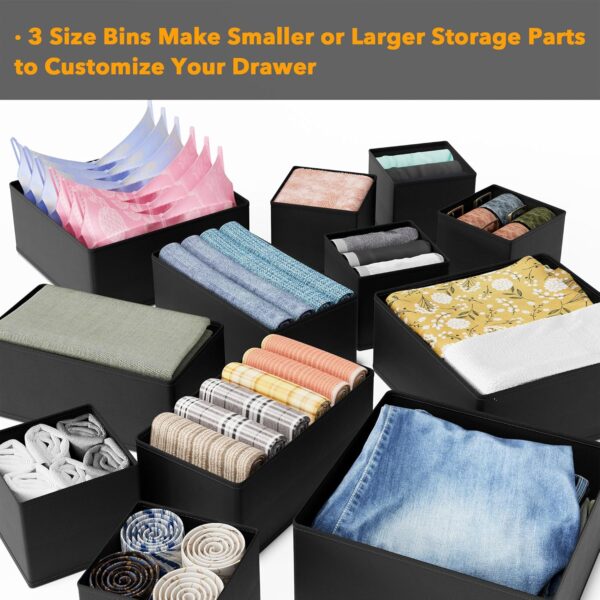SpaceAid Drawer Organizer Clothes, 12 Pack Dresser Organizer Bins for Nursery, Closet Organization and Storage Dividers for Clothing, Baby Clothes, Underwears, Socks (Black) - Image 5