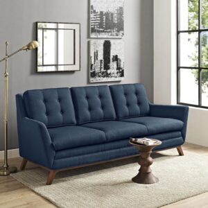 Modway Beguile Mid-Century Modern Sofa With Upholstered Fabric In Azure