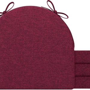 AAAAAcessories U-Shaped Chair Cushions for Dining Chairs with Ties and Removable Cover, 2" Thick Dining Kitchen Chair Pads, Indoor Dining Room Chair Cushions, 17" x 16", 4 Pack, Wine Red