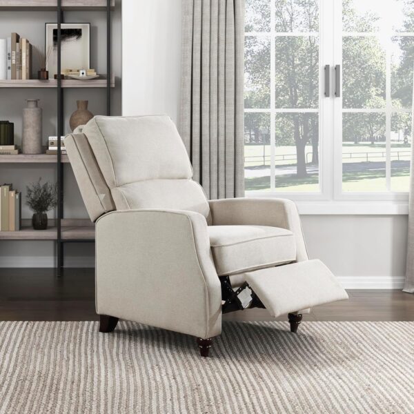 Lexicon Push Back Recliner Chair Living Room, Reclining Sofa Chair, Modern Recliner Sofa Chair, Fabric Recliner Arm Chair for Living Room/Office/Apartment, Beige