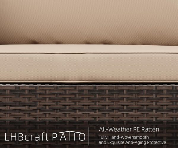 7 Piece Patio Furniture Set, Outdoor Furniture Patio Sectional Sofa, All Weather PE Rattan Outdoor Sectional with Beige Cushion and Glass Table, Clips. - Image 4