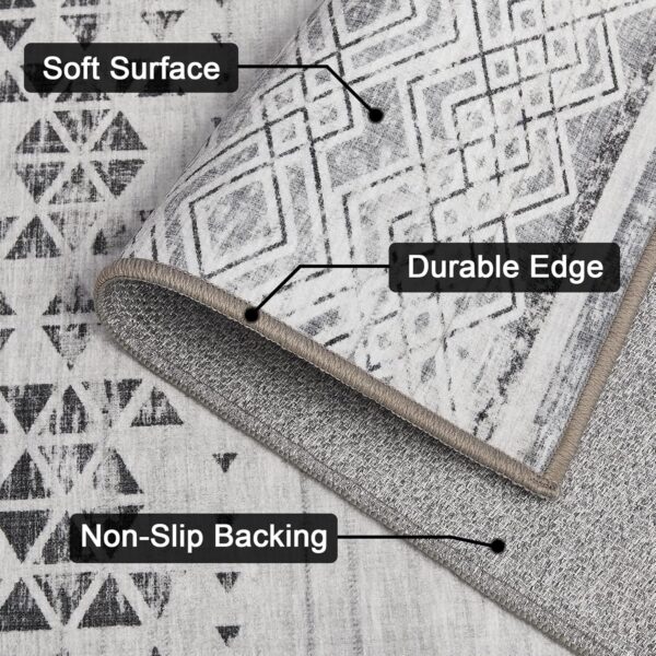 Area Rugs 9x12 Living Room: Large Machine Washable Rug with Non-Slip Backing Stain Resistant Soft Geometric Moroccan Carpet for Bedroom Dining Nursery Room Home Office - Gray/Ivory - Image 5