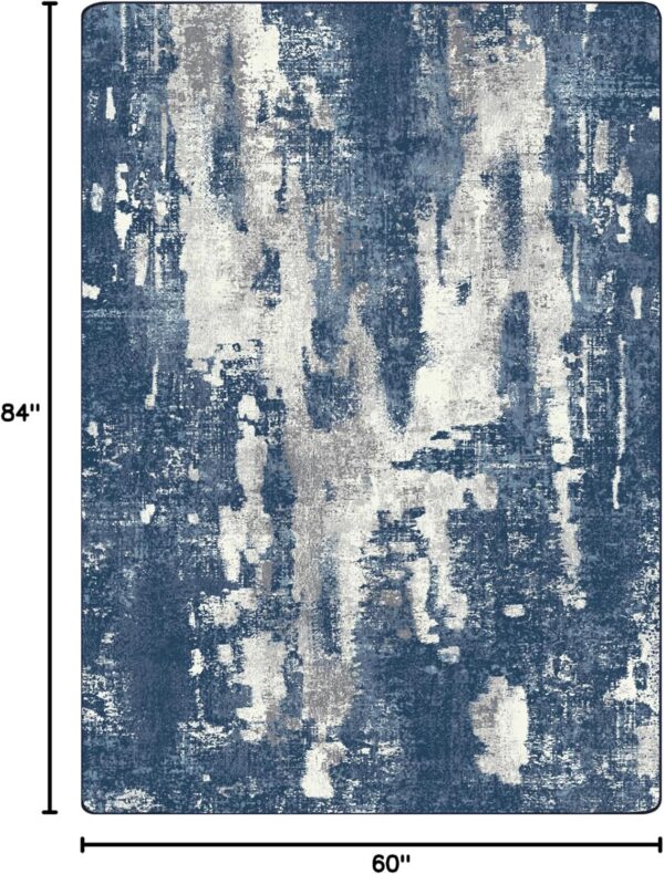 Area Rugs 5x7 for Living Room Bedroom Machine Washable Modern Abstract Soft Large Blue Rugs with Non Slip Backing, Floor Carpet for Dining Room - Image 2