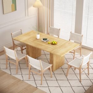 78.7" Large Farmhouse Dining Table, Rectangular Dinner Table for 6 to 10 People, 78.7" L x 39.4" W x 30.7" H for Dining Room, Home Office, Living Room Furniture, Natural