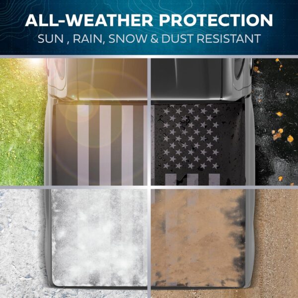 Soft Roll-Up Truck Tonneau Cover for Ford F-150 2015-2023 5.5 ft Bed, All-Weather Retractable Truck Bed Cover with Black Flag Graphic, Model Years 2015 2016 2017 2018 2019 2020 2121 2022 2023 - Image 5