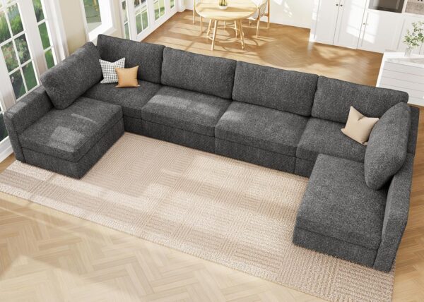 HONBAY Oversized Modular Sectional Sofa with Storage Seats, Reversible Sectional Couch with Removable Covers, Modular Sectional Couch for Living Room, Dark Gray - Image 7