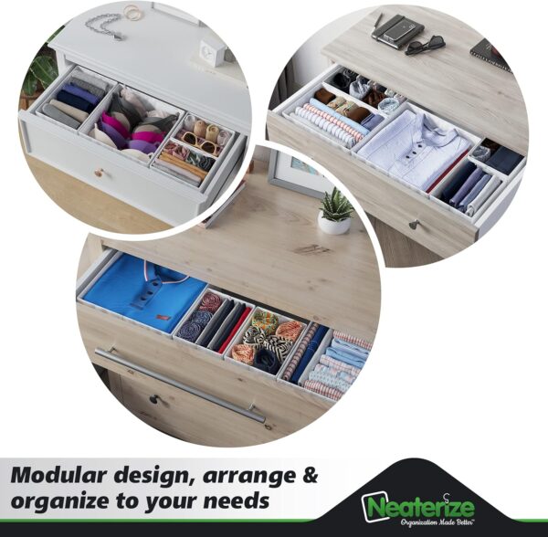 Drawer Organizer Clothes Set of 12 White-Grey - Dresser Organizer For Nursery, Bedroom, Closet - Perfect Baby Clothes Organizer and Storage & General Nursery Organization or Dresser Drawer Organizers - Image 7