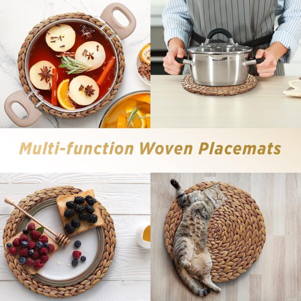 BLUEWEST Woven Placemats, (Sizes:11.8"-13.5''-15") Round Placemats Rattan Placemats, Wicker Water Hyacinth Placemats, Braided Placemats Set, Heat Resistant/Anti-Slip for Dinner Plate (11.8'', Set 6) - Image 5