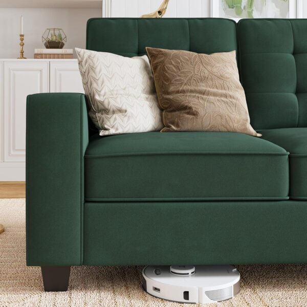 HONBAY L Shaped Sectional Couch Velvet 4-Seater Sectional Sofa with Reversible Chaise for Living Room, Dark Blue - Image 7
