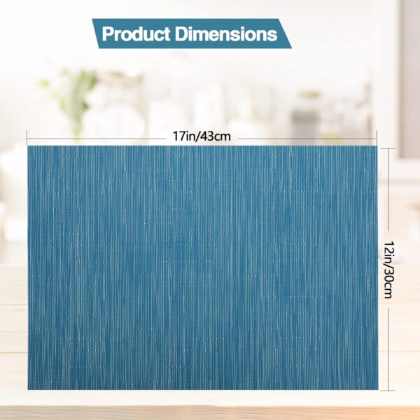 Vinyl Placemats Set of 8 - Washable Easy Clean Place Mats - Heat Resistant PVC Table Placemats - Table Mats for Dining Table 17x12 Inch (Sky Blue Turquoise, 8) - Image 5