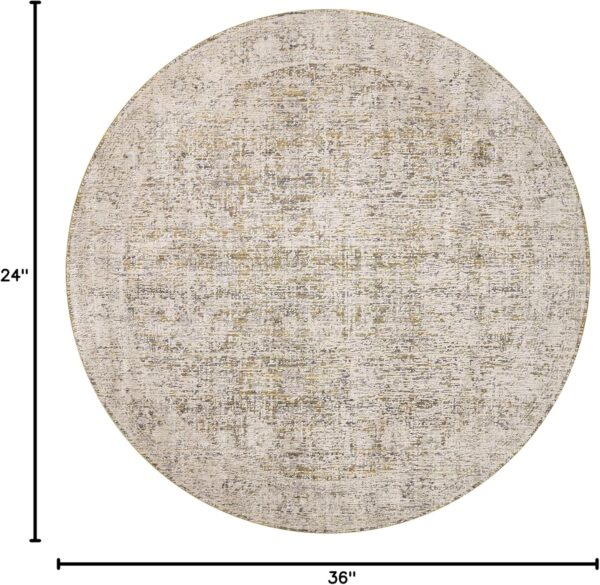 Loloi Amber Lewis x Alie Collection, Gold & Beige 7'-10" x 7'-10" Round Area Rug – Antique & Modern Accent Rugs for Living Room, Bedroom, Entryway & Hallway, No Shed High Traffic Area Home Decor Rug - Image 2