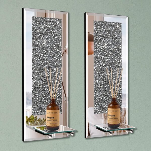 Phore Wall Candle Sconces Set of 2 Crystal Crush Diamond Mirrored Candle Holder Wall Decorations for Living Room, Dining Room, Bedroom & Bathroom - Image 5