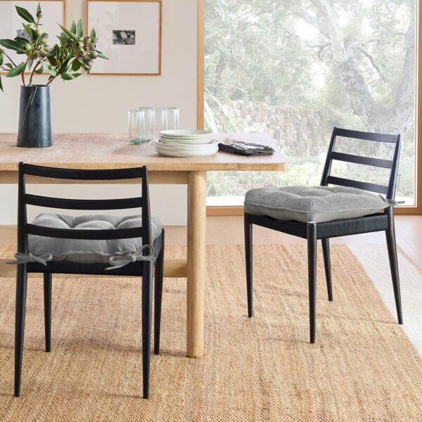 cozyide Chair Cushions for Dining Chairs, 17" x 17" Non-Slip Kitchen Chair Pads with Adjustable Ties, Memory Foam Indoor Chair Cushions for Dining Room, Light Grey (Pack of 2) - Image 7