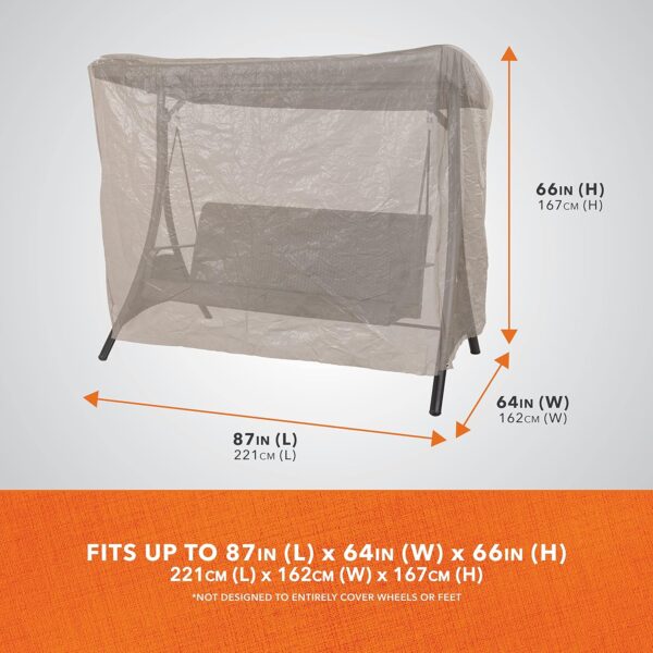 MODERN LEISURE 2-Seater Patio Outdoor Swing Cover - Waterproof and Weather-Resistant Fabric - Furniture Protection Perfect for Patio, Deck, and Porch - 87" L x 64" W x 66" H - Khaki - Image 2