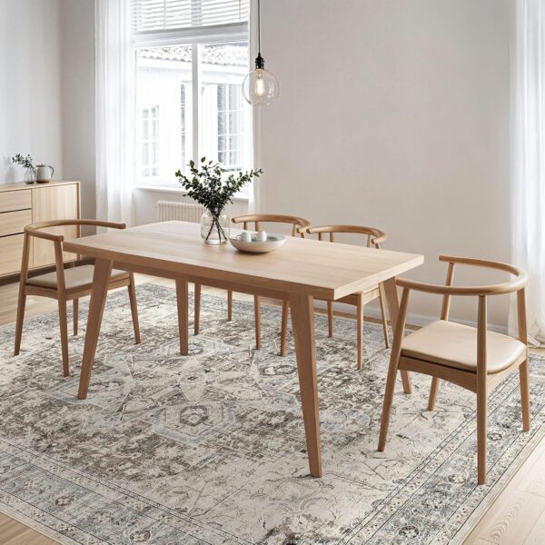 Area Rug Living Room Rugs - 8x10 Washable Boho Rug Vintage Oriental Distressed Farmhouse Large Thin Indoor Carpet for Living Room Bedroom Under Dining Table Home Office - Brown Blue - Image 7
