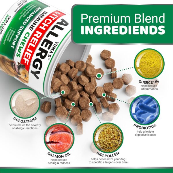 Dog Allergy Relief Chews - Dog Itching Skin Relief Treatment Pills - 170 Treats - Itchy and Paw Licking - Anti-Itch - Dry Skin & Hot Spots Omega 3 Fish Oil Skin & Coat Supplement - Beef Liver Flavor - Image 3