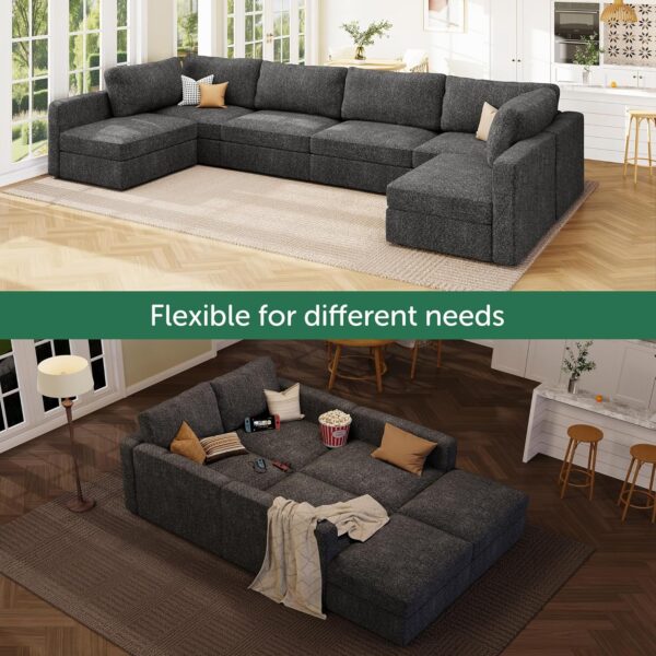 HONBAY Oversized Modular Sectional Sofa with Storage Seats, Reversible Sectional Couch with Removable Covers, Modular Sectional Couch for Living Room, Dark Gray - Image 6
